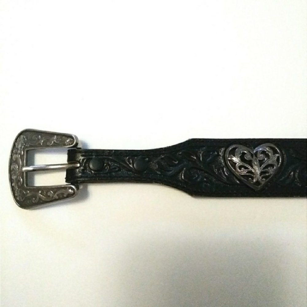 Justin Boots Boho Slvr Heart Western Leather Belt